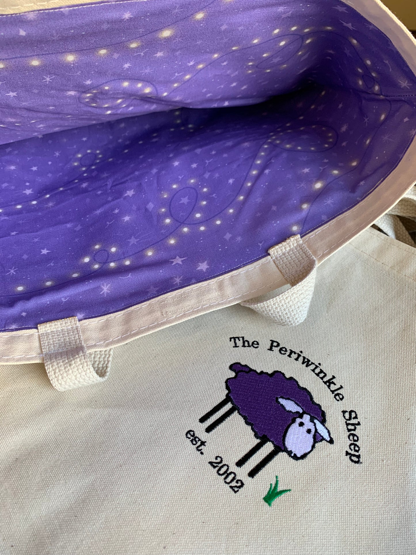 Periwinkle Sheep canvas tote bag