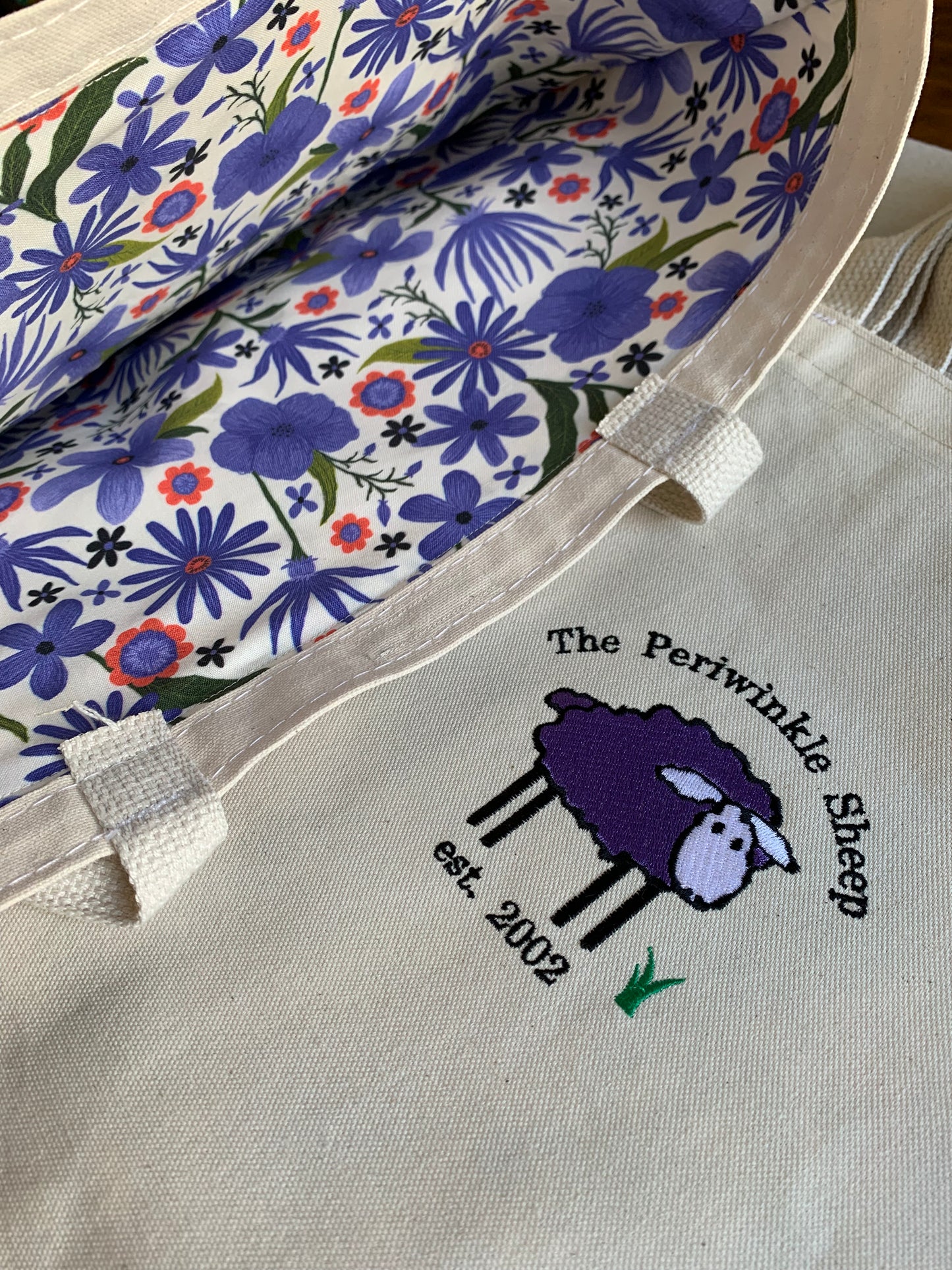 Periwinkle Sheep canvas tote bag