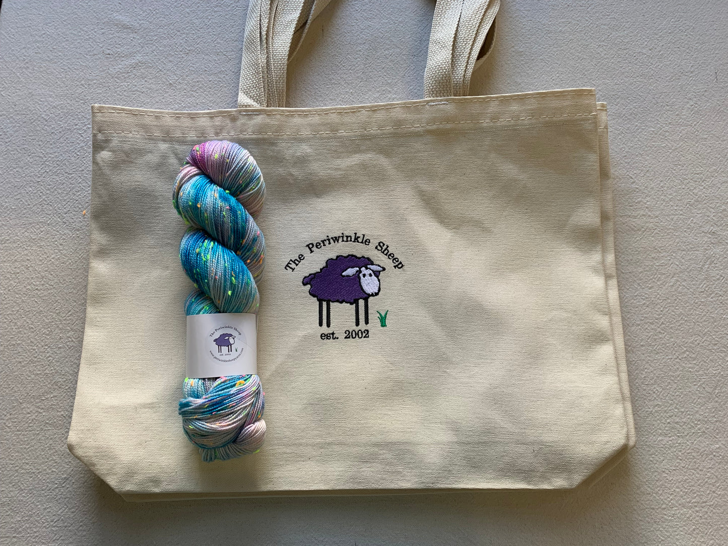 Periwinkle Sheep canvas tote bag