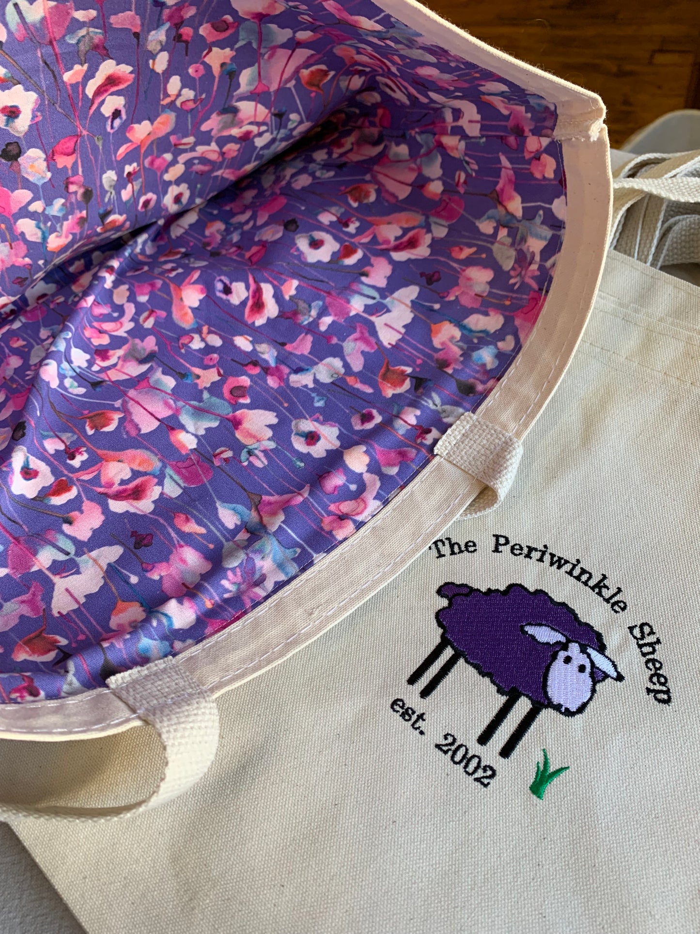 Periwinkle Sheep canvas tote bag