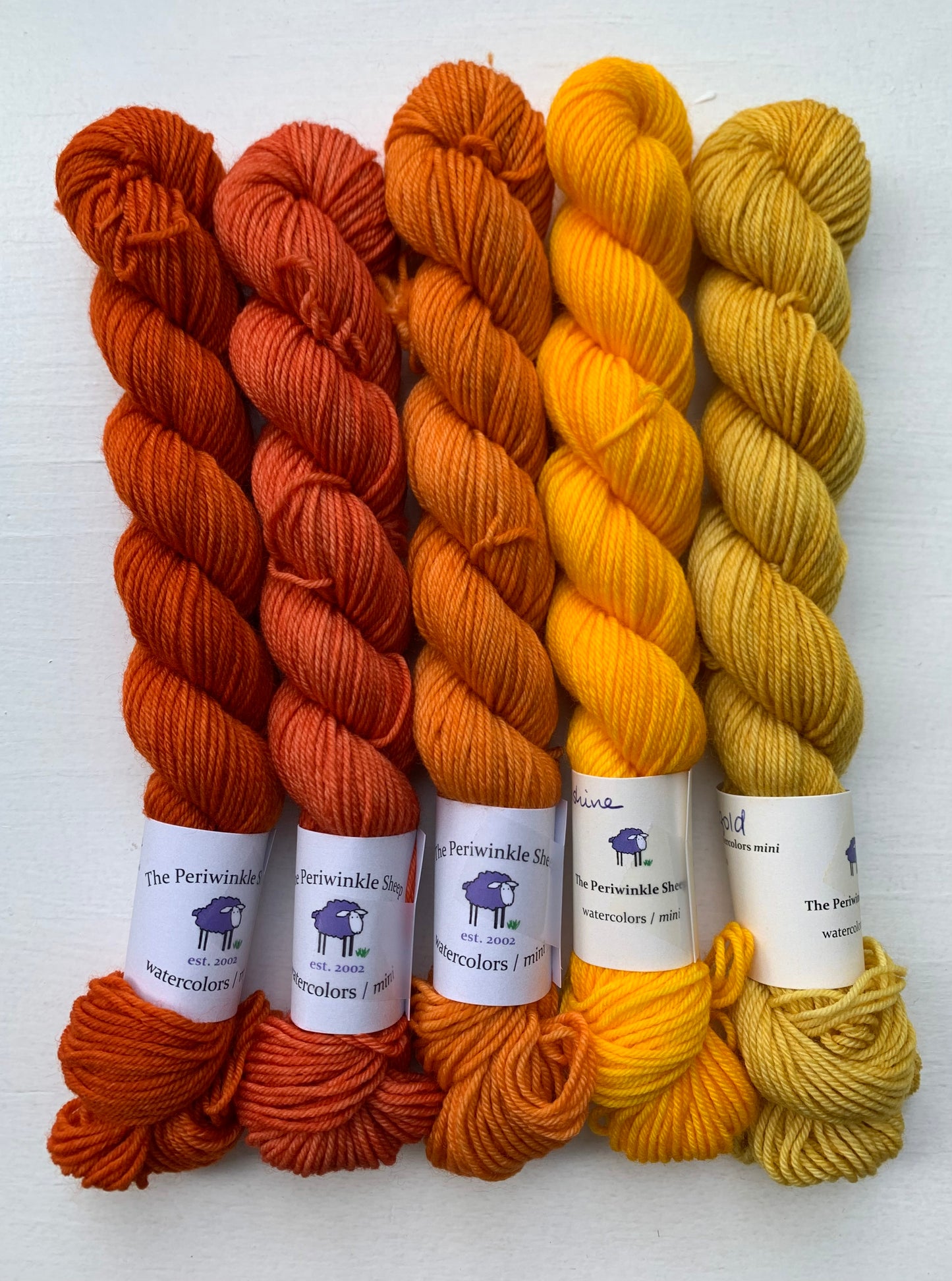 set of 5 - watercolors mini skeins