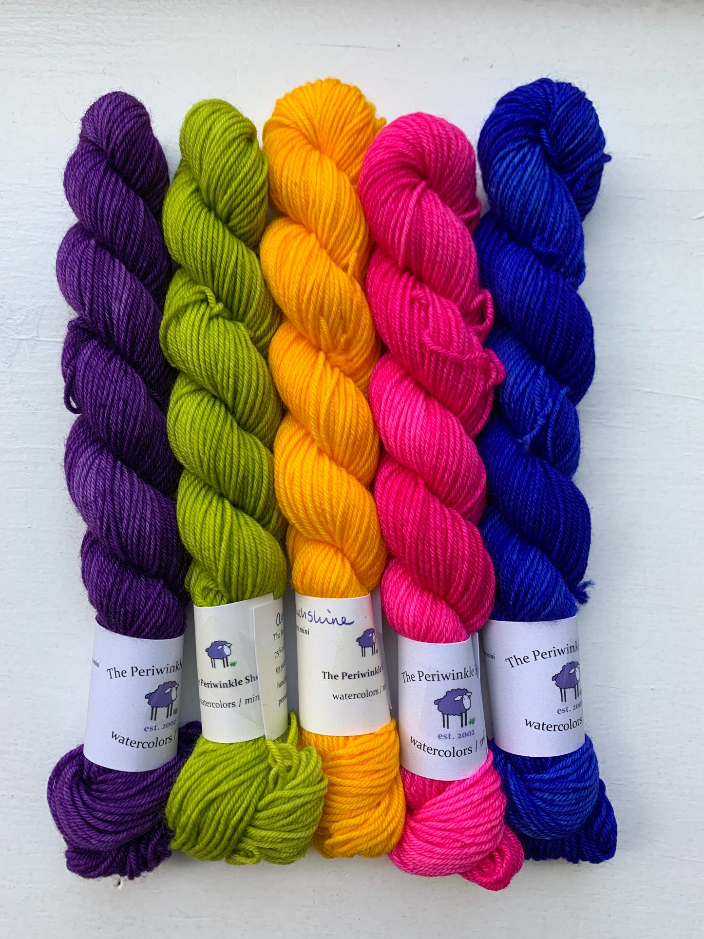 set of 5 - watercolors mini skeins