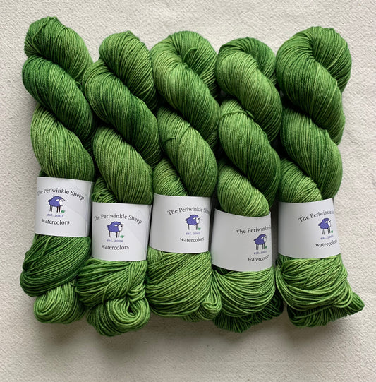 watercolors fingering weight - one of a kind green