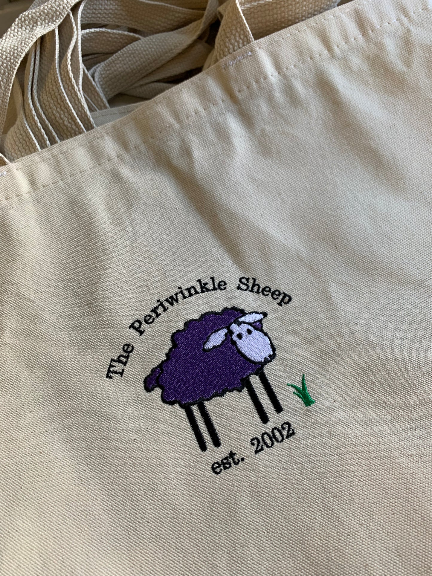 Periwinkle Sheep canvas tote bag