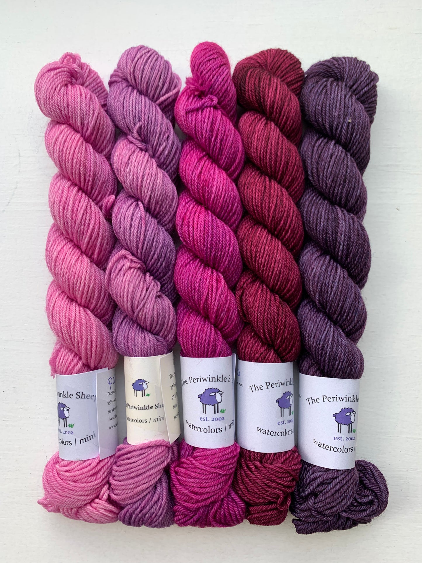 set of 5 - watercolors mini skeins