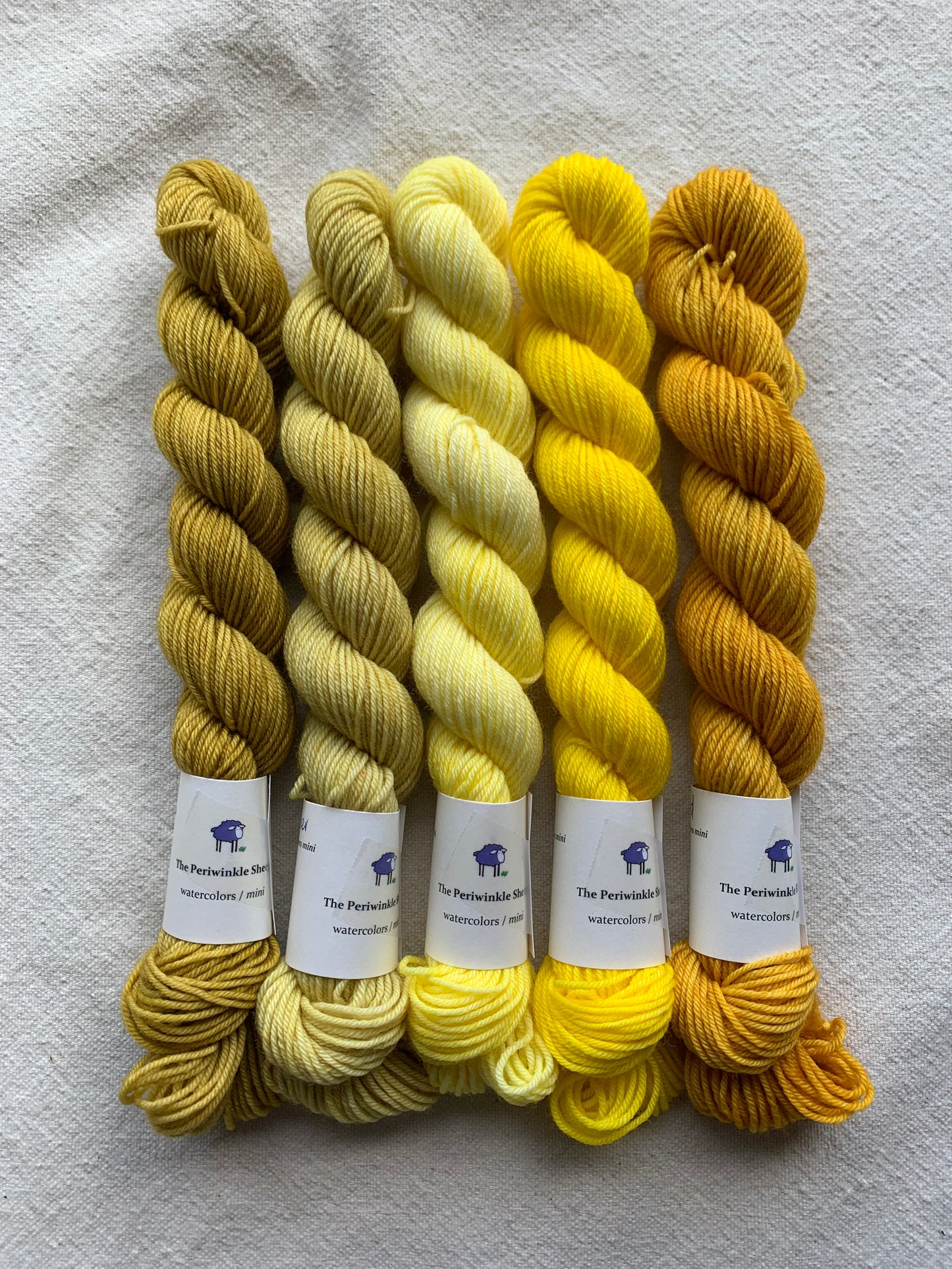 set of 5 - watercolors mini skeins